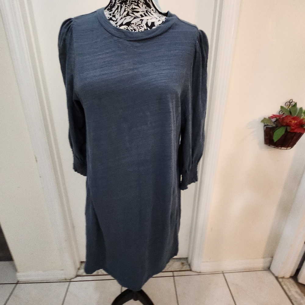 Loft 100% cotton puff sleeves shirt dress long sleeves  round neck LP